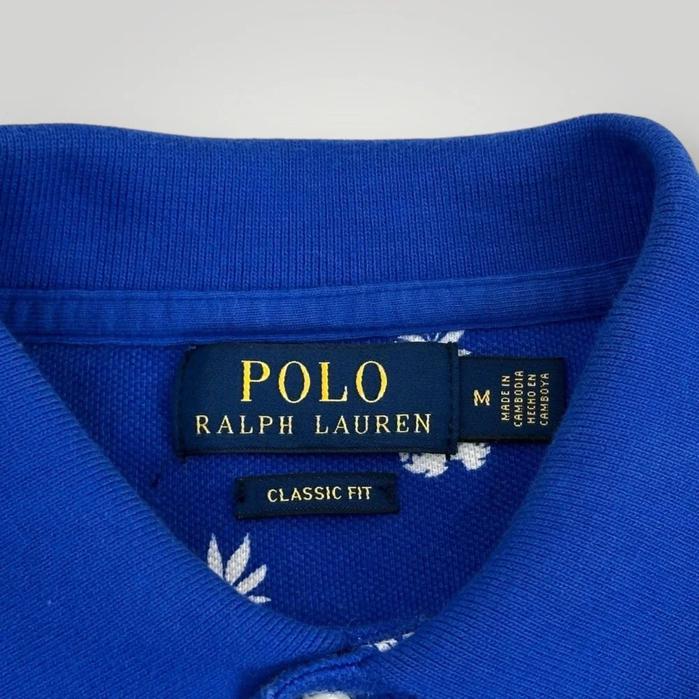 POLO RALPH LAUREN Polo Shirt Mens M‎ Classic Fit Allover Pineapple Black Pony